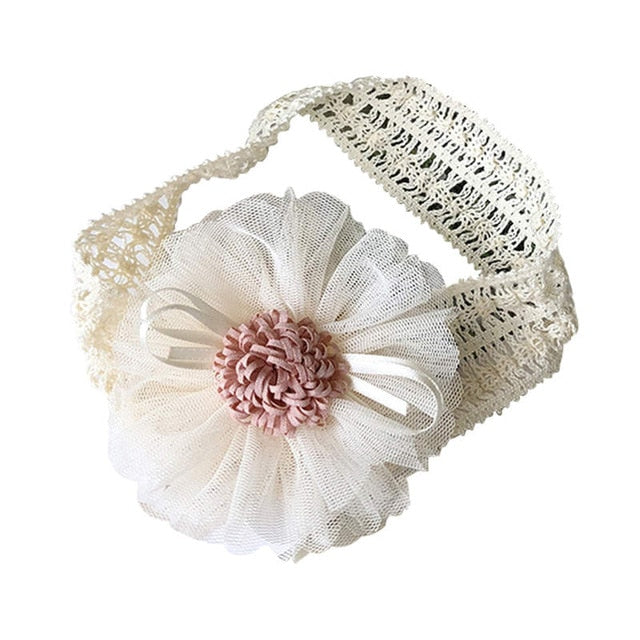 Balleenshiny Infant Child Hair Band Three-dimensional Alloy Rhinestone Crown Headdress Baby Girl Mesh Elastic Headband Turban