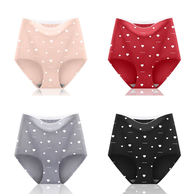4pcs/lot Sexy Women Panties Ice Silk Briefs Seamless Underwear High Waist Pants Comfort Lingerie Female Underpants Thongs