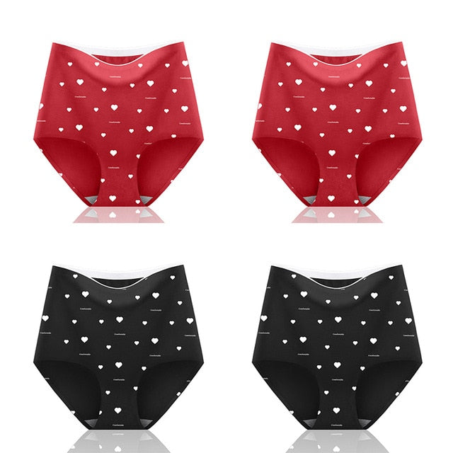 4pcs/lot Sexy Women Panties Ice Silk Briefs Seamless Underwear High Waist Pants Comfort Lingerie Female Underpants Thongs