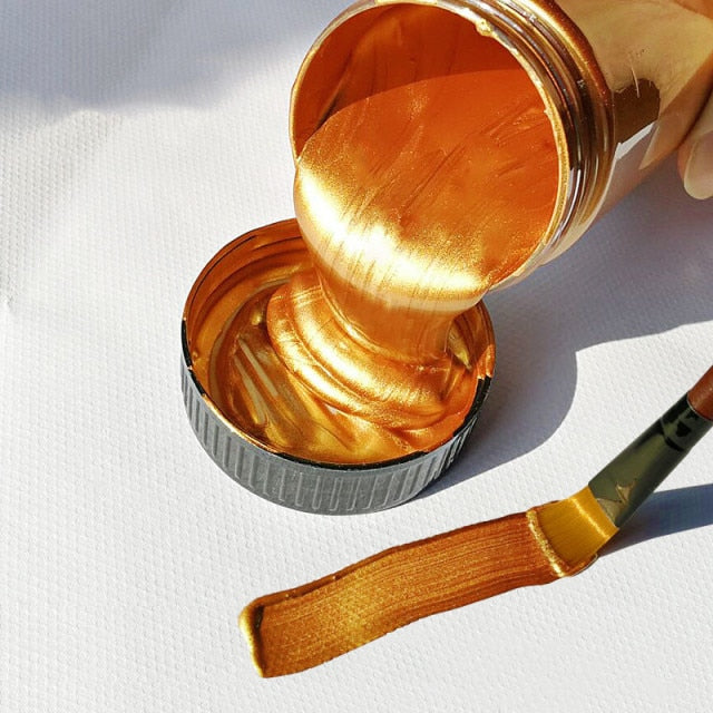 60ml Gold Paint Metallic acrylic paint,waterproof not faded for Statuary Coloring DIY hand clothes painted graffiti Pigments