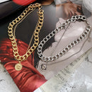New Hip Hop Double Layer Queen Coin Head Short Clavicle Chain Metal Thick Chain Necklace For Women Choker Party Jewelry