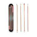4PCS  Acne Blemish Remover Blackhead Extractor Black Dots Cleaner Needles Set Black Spots Pore Cleanser Tool   Rose Gold Sliver