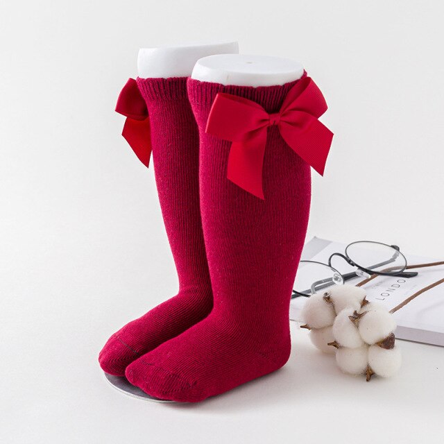 2020 Kids Socks Toddlers Girls Big Bow Knee High Quality Long Soft 100% Cotton Lace Baby Tube Sock Calcetines