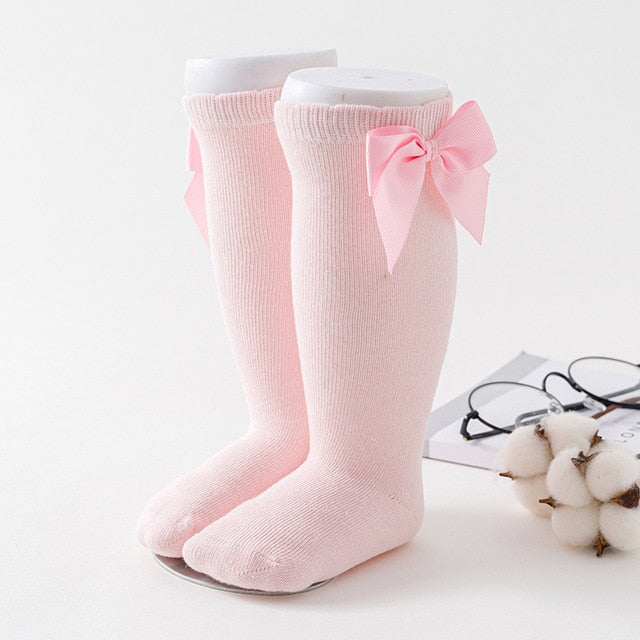 2020 Kids Socks Toddlers Girls Big Bow Knee High Quality Long Soft 100% Cotton Lace Baby Tube Sock Calcetines
