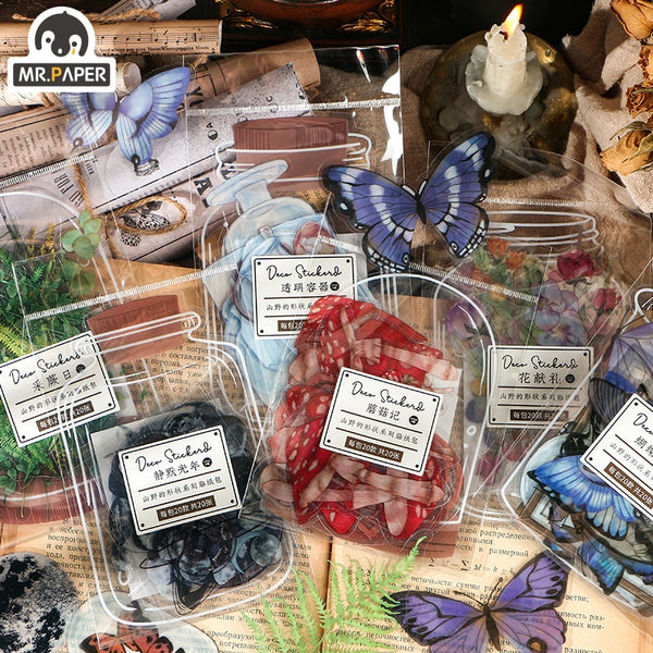 Mr.paper 6 Styles 20 Pcs Periodical Journal Ins Washi Stickers Book for Kids Gift DIY Scrapbooking Decals Diary Ablum Stationery