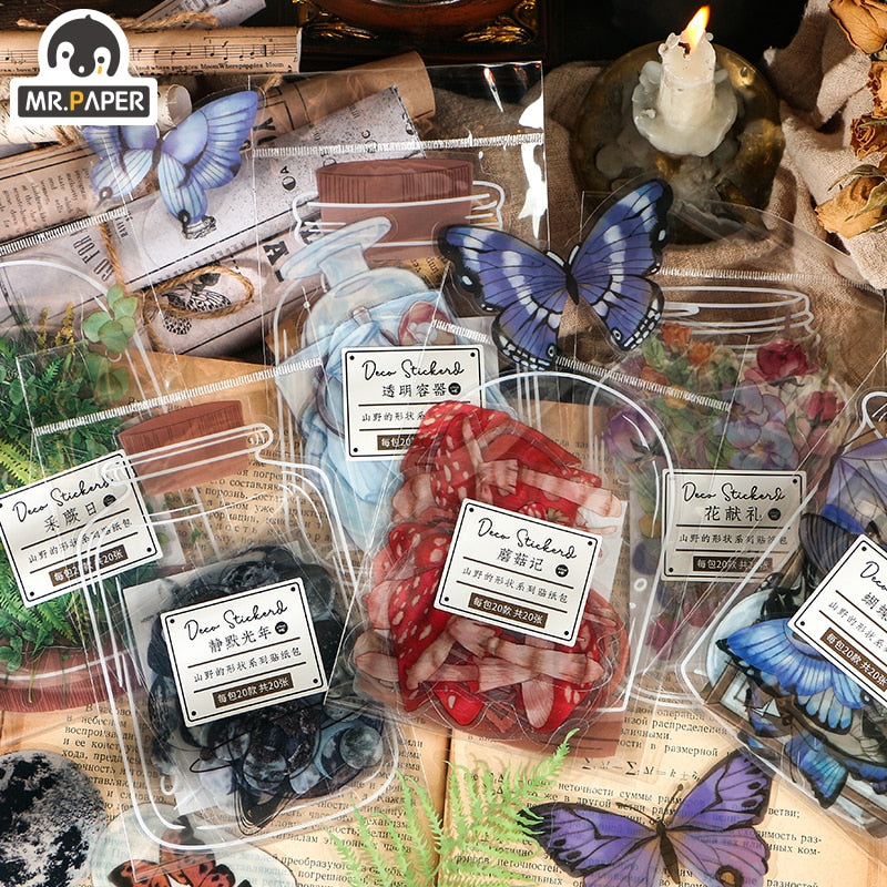 Mr.paper 6 Styles 20 Pcs Periodical Journal Ins Washi Stickers Book for Kids Gift DIY Scrapbooking Decals Diary Ablum Stationery