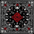 New Design Fashion Hip Hop 100% Cotton Skull Bandana Square Scarf Black Paisley Bicycle Headband For Women/Men/Boys/Girls