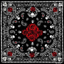 New Design Fashion Hip Hop 100% Cotton Skull Bandana Square Scarf Black Paisley Bicycle Headband For Women/Men/Boys/Girls