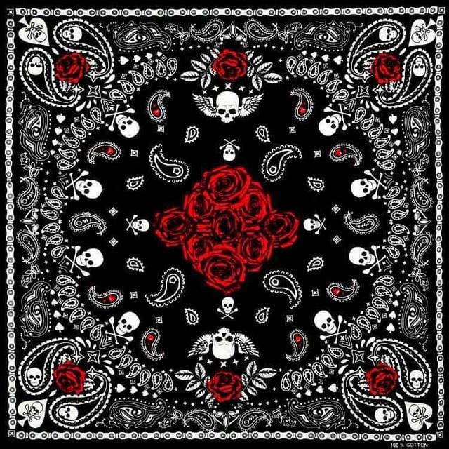 New Design Fashion Hip Hop 100% Cotton Skull Bandana Square Scarf Black Paisley Bicycle Headband For Women/Men/Boys/Girls