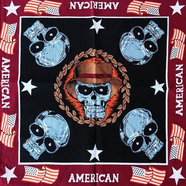 New Design Fashion Hip Hop 100% Cotton Skull Bandana Square Scarf Black Paisley Bicycle Headband For Women/Men/Boys/Girls