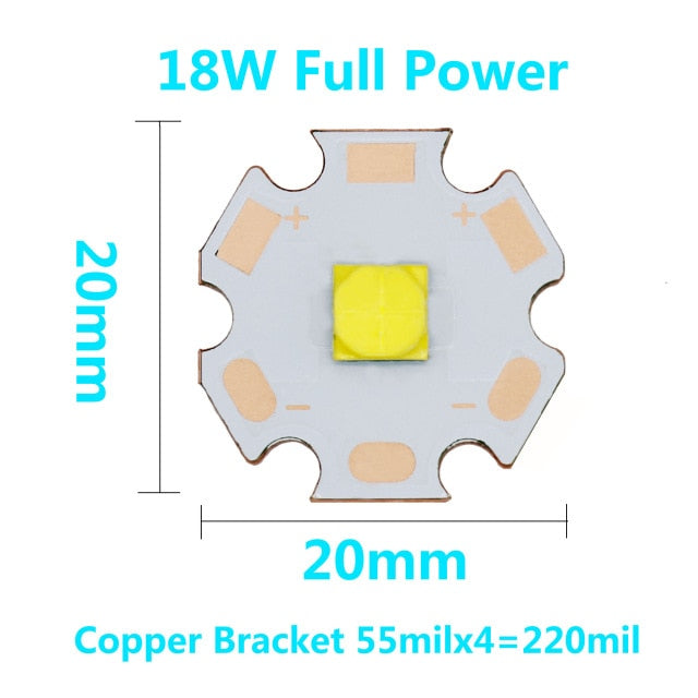 10W XML2 T6 Lights Full Power LED 3V 3535 5050 1-3W 5-6W 10W 18W For LED Flashlight Lamp Bead White 6500K 10000K With Base