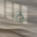 AOMU 2020 Fashion Crystal Beaded Rings Cute Minimalist Coloful Beads Geometric Stacked Fine Rings for Women Party Gift Jewelry