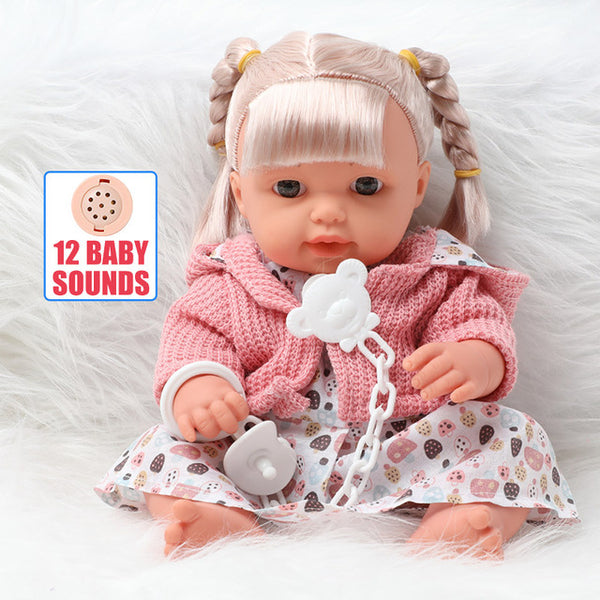 30.5cm simulation long hair bebe reborn newborn doll 12 inch Soft silicone Realistic twin doll DIY Sound education toys kids