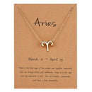 Female Elegant Star Zodiac Sign 12 Constellation Necklaces Pendant Charm Gold Chain Choker Necklaces for Women Jewelry Cardboard