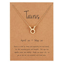Female Elegant Star Zodiac Sign 12 Constellation Necklaces Pendant Charm Gold Chain Choker Necklaces for Women Jewelry Cardboard