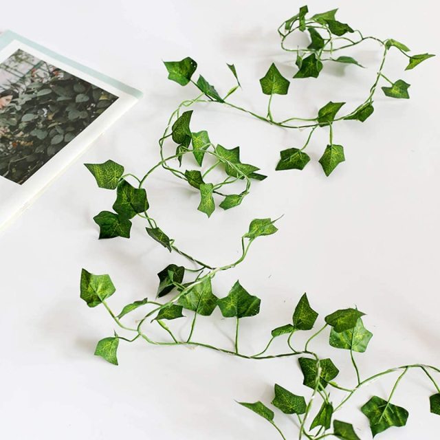 2m Leaf Ivy String Lights Vine Garland Wreath Hanging With lamp Fairy Night Light Home Wedding Birthday Party Garden Decoration