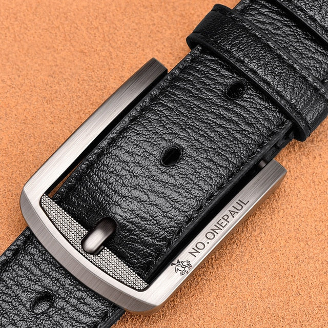 NO.ONEPAUL Genuine Leather For Men High Quality Black Buckle Jeans Belt Cowskin Casual Belts Business Belt Cowboy waistband