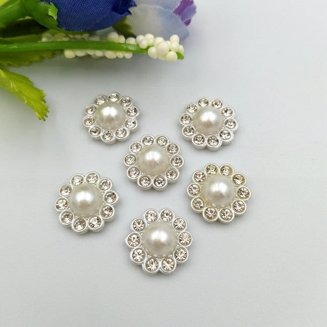 30Pcs Diy Silver resin flower Decoration Crafts Flatback Cabochon Scrapbooking Fit Hair Clips Embellishments Beads