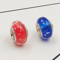 Buipoey 2pcs New Luminous Glass Beads Charm Fit original Brands Bracelet Bangle Fashion necklace Jewelry for Women Men gifts