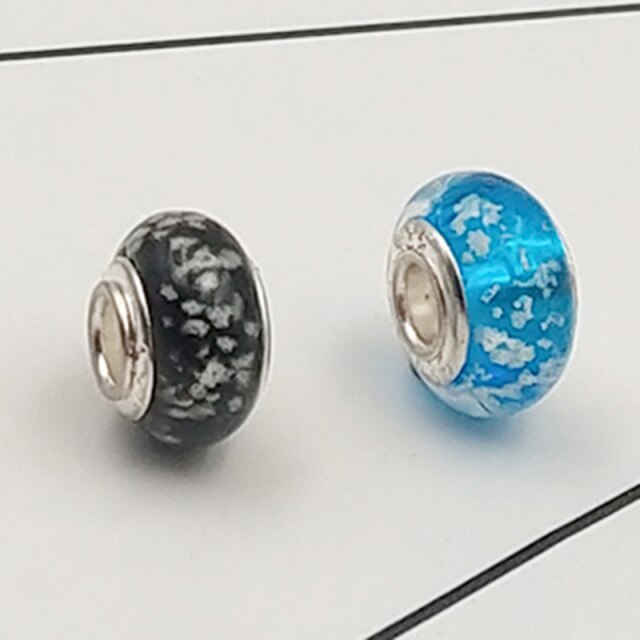 Buipoey 2pcs New Luminous Glass Beads Charm Fit original Brands Bracelet Bangle Fashion necklace Jewelry for Women Men gifts