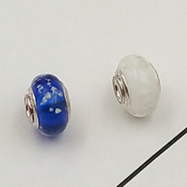 Buipoey 2pcs New Luminous Glass Beads Charm Fit original Brands Bracelet Bangle Fashion necklace Jewelry for Women Men gifts