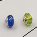 Buipoey 2pcs New Luminous Glass Beads Charm Fit original Brands Bracelet Bangle Fashion necklace Jewelry for Women Men gifts