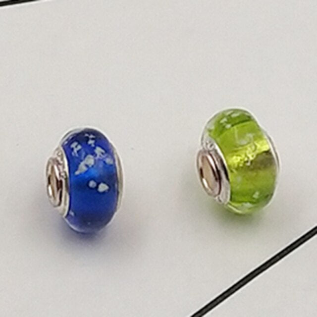 Buipoey 2pcs New Luminous Glass Beads Charm Fit original Brands Bracelet Bangle Fashion necklace Jewelry for Women Men gifts