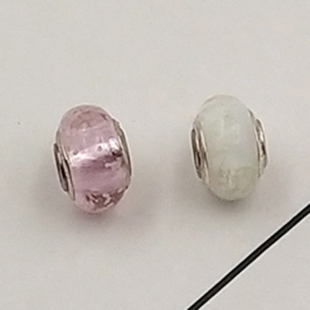 Buipoey 2pcs New Luminous Glass Beads Charm Fit original Brands Bracelet Bangle Fashion necklace Jewelry for Women Men gifts