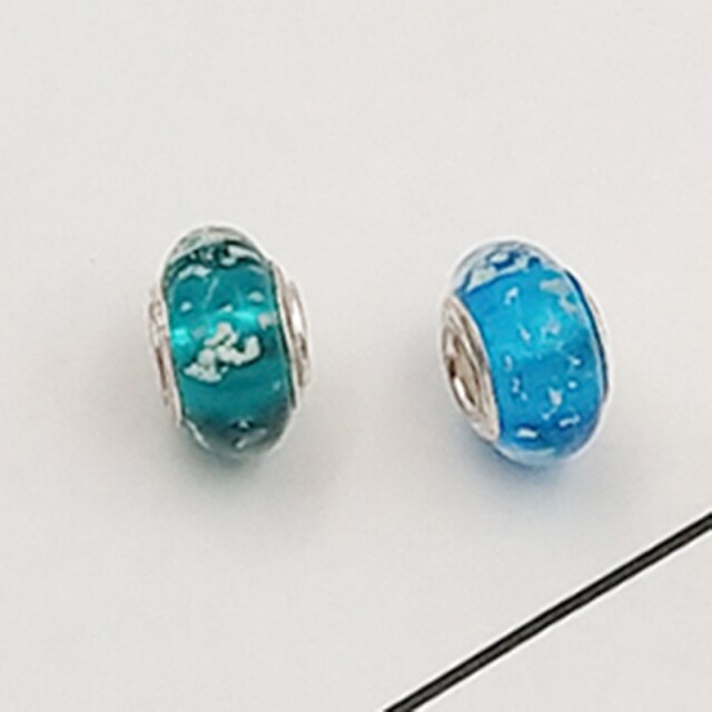 Buipoey 2pcs New Luminous Glass Beads Charm Fit original Brands Bracelet Bangle Fashion necklace Jewelry for Women Men gifts