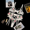 Yimunancy Floral Embrodiery Lace Lingerie 3 Piece Set Sexy Underwear Women Bra and Panties Sets Bra Lingeries Feminina