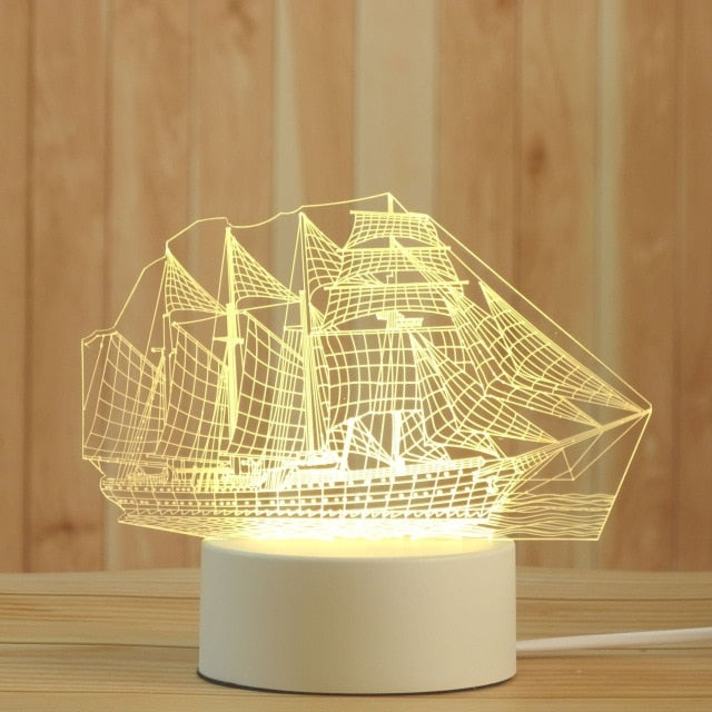 Creative 3D Night Lamp Acrylic Desktop Nightlight Boys and Girls Holiday Gift Decorative Night Lamp Bedroom Bedside Table Lamp