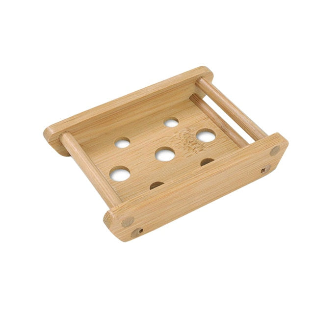Wooden Natural Bamboo Soap Dishes Tray Holder Storage Soap Rack Plate Box Container Portable Bathroom Soap Dish Storage Box