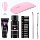 Hot Acrylic Gel Kit Nail Extension Gel Set with Nail Tips Nail Dryer Quick Dry Acrylic Builder Gel for Manicure Fingertip Extend