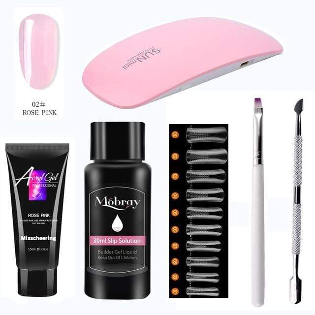 Hot Acrylic Gel Kit Nail Extension Gel Set with Nail Tips Nail Dryer Quick Dry Acrylic Builder Gel for Manicure Fingertip Extend