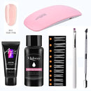 Hot Acrylic Gel Kit Nail Extension Gel Set with Nail Tips Nail Dryer Quick Dry Acrylic Builder Gel for Manicure Fingertip Extend