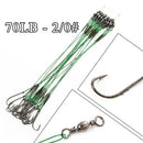 FTK 20pcs/lot 3 Colors 20LB-80LB Anti Bite Steel Fishing Line Steel Wire Leader With Swivel Fishing Accessory