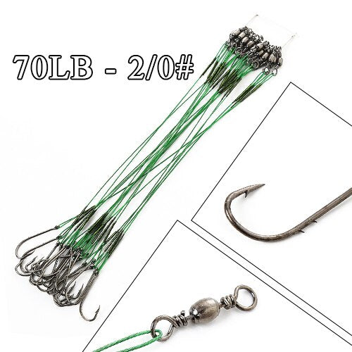 FTK 20pcs/lot 3 Colors 20LB-80LB Anti Bite Steel Fishing Line Steel Wire Leader With Swivel Fishing Accessory
