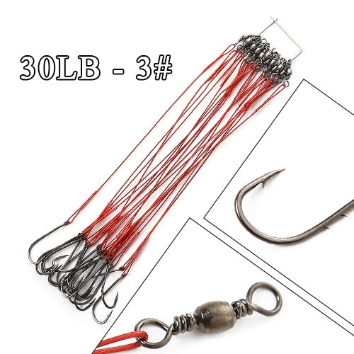 FTK 20pcs/lot 3 Colors 20LB-80LB Anti Bite Steel Fishing Line Steel Wire Leader With Swivel Fishing Accessory