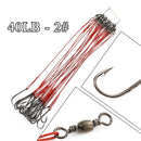 FTK 20pcs/lot 3 Colors 20LB-80LB Anti Bite Steel Fishing Line Steel Wire Leader With Swivel Fishing Accessory