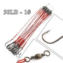 FTK 20pcs/lot 3 Colors 20LB-80LB Anti Bite Steel Fishing Line Steel Wire Leader With Swivel Fishing Accessory