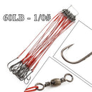 FTK 20pcs/lot 3 Colors 20LB-80LB Anti Bite Steel Fishing Line Steel Wire Leader With Swivel Fishing Accessory