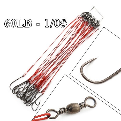 FTK 20pcs/lot 3 Colors 20LB-80LB Anti Bite Steel Fishing Line Steel Wire Leader With Swivel Fishing Accessory