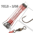 FTK 20pcs/lot 3 Colors 20LB-80LB Anti Bite Steel Fishing Line Steel Wire Leader With Swivel Fishing Accessory