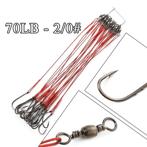 FTK 20pcs/lot 3 Colors 20LB-80LB Anti Bite Steel Fishing Line Steel Wire Leader With Swivel Fishing Accessory