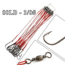 FTK 20pcs/lot 3 Colors 20LB-80LB Anti Bite Steel Fishing Line Steel Wire Leader With Swivel Fishing Accessory