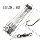 FTK 20pcs/lot 3 Colors 20LB-80LB Anti Bite Steel Fishing Line Steel Wire Leader With Swivel Fishing Accessory