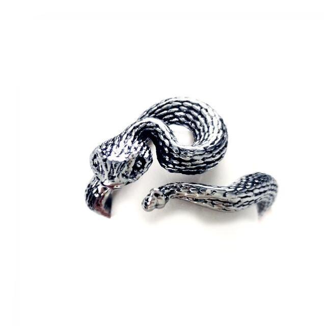 Ring For Men Girls Women Adjustable Gold Black Snake Ferocious Animal Retro Punk Exaggerated Sphinx Egyptian Pharaoh