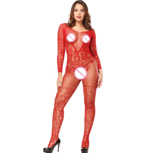 XXXL Black Sexy Bodystockings Women Fishnet Open Crotch catsuit Mesh tights Lingerie Erotic Bodysuit Sleepwear jumpsuit Teddies