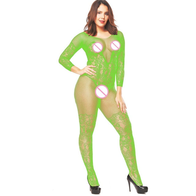 XXXL Black Sexy Bodystockings Women Fishnet Open Crotch catsuit Mesh tights Lingerie Erotic Bodysuit Sleepwear jumpsuit Teddies