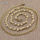 Fashion Elegant Ladies Metal Adjustable Thin Ladies Waist Chain Women Strap Dress Belt Pearl Decorative Clothess Accessories